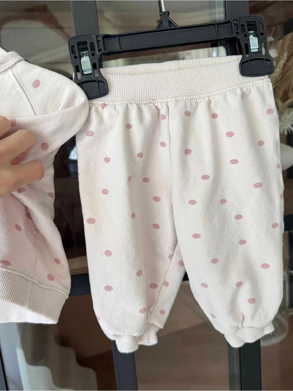 Zara Kids set sweater sweatpants pullover crewneck polka dots baby girl blush